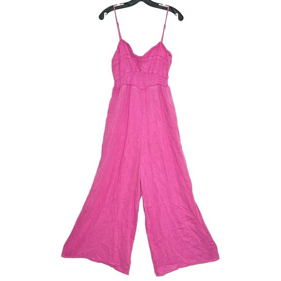 Anthropologie Pants - NWT Anthropologie Jumpsuit Gauze Cottage Boho Prairie Y2K Romantic Pink Medium